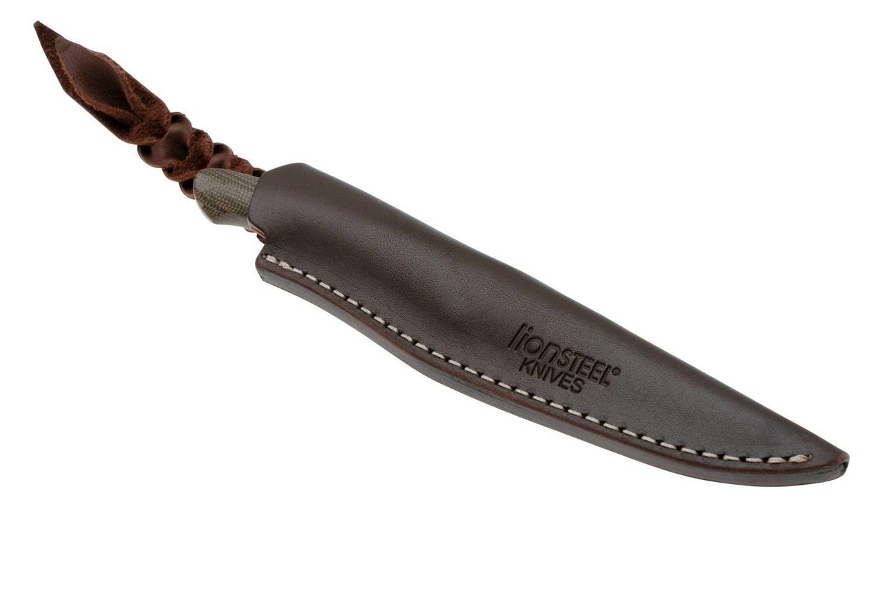 LionSteel Ago AG1-CVG Green Canvas Micarta, Titanium Guard, vaststaand mes