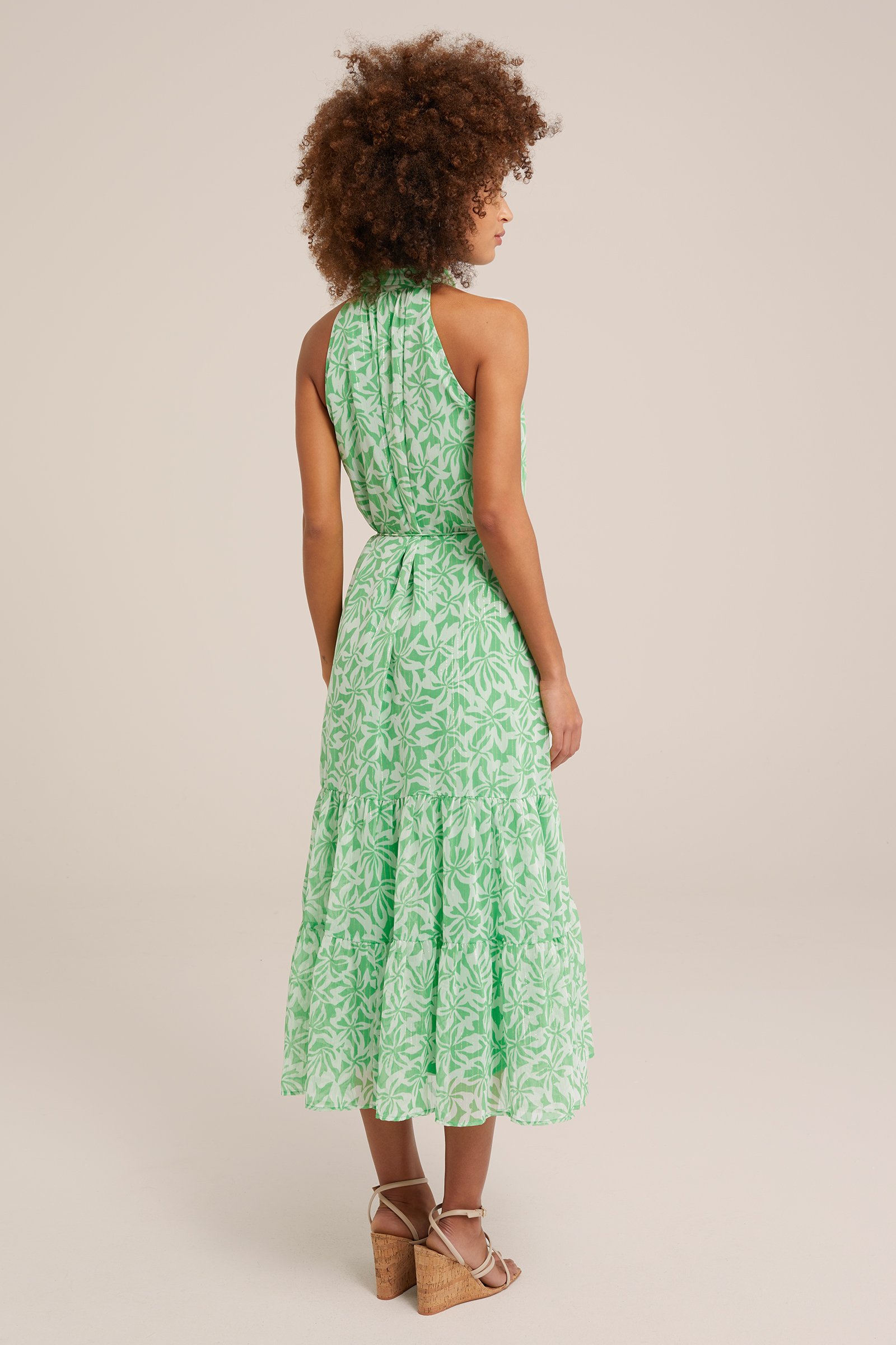 maxi-jurk met glittergaren WE Fashion Felgroen