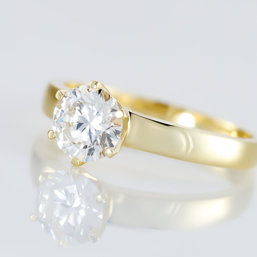 Bague Solitaire Natalia Or Jaune Diamant Synthetique