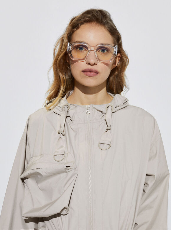 Parka com bolsos e capuz - Cinza