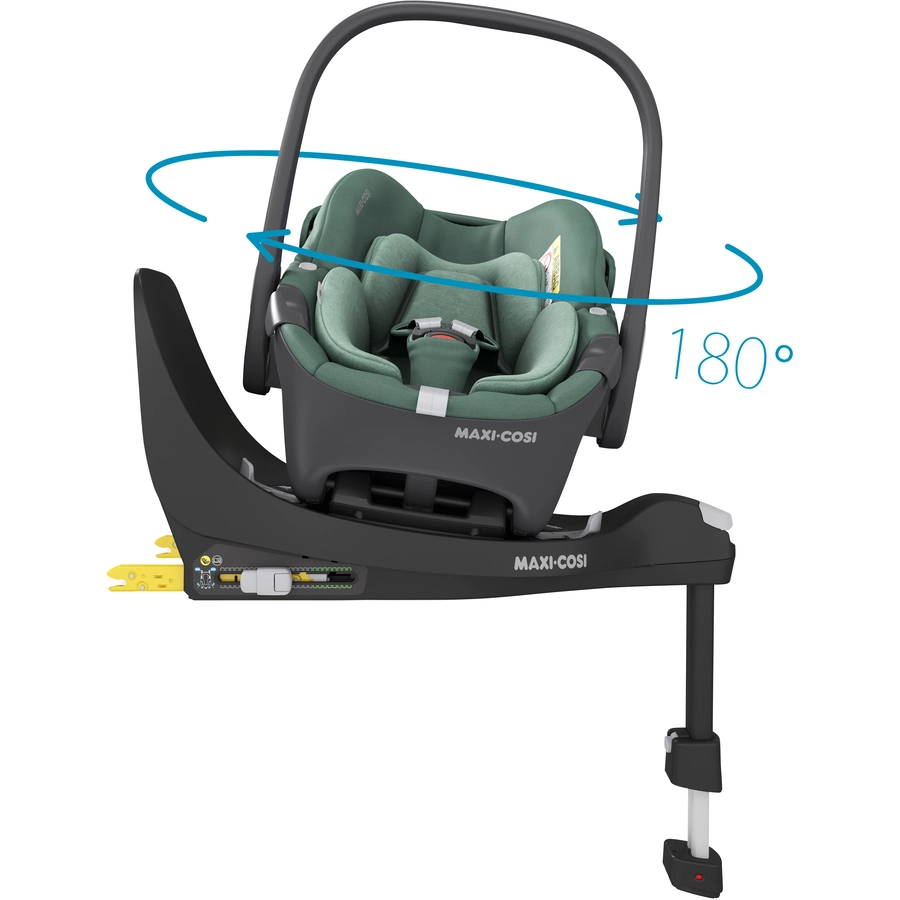 MAXI COSI Set Babyschale Pebble 360 Essential Green plus Basisstation FamilyFix 360