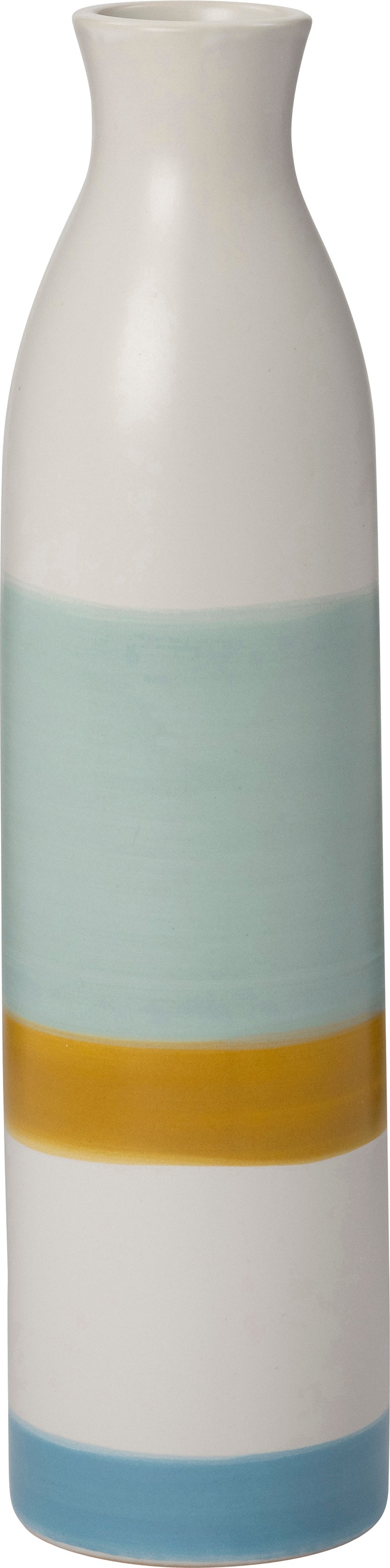 Intratuin vaas Rem wit / blauw / geel D 6,5 H 26 cm