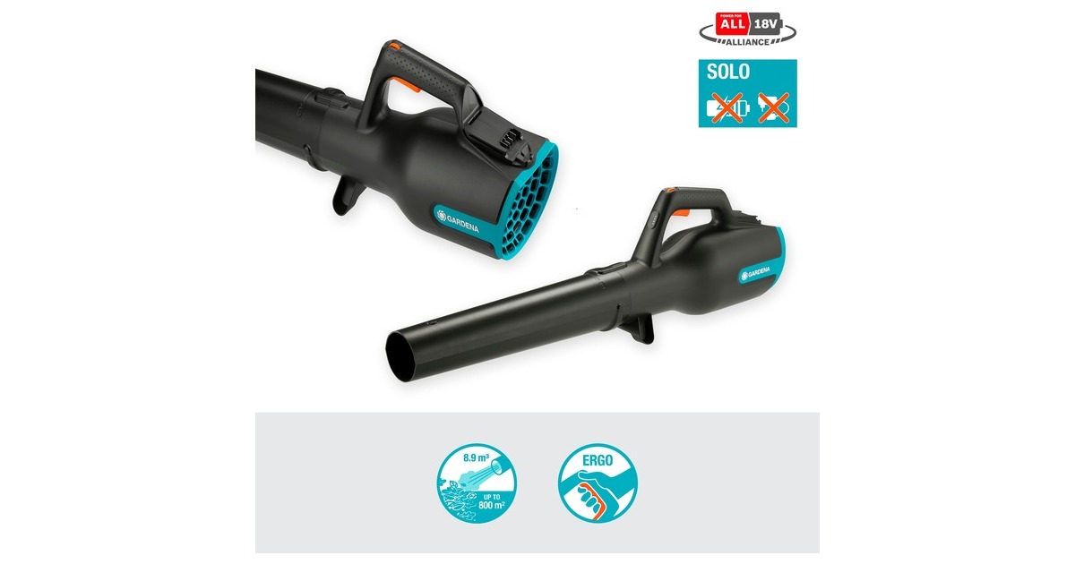 GARDENAAccu bladblazer PowerJet 18V P4A solo  (Grijs/turquoise, 14890-55, Accu niet inbegrepen)