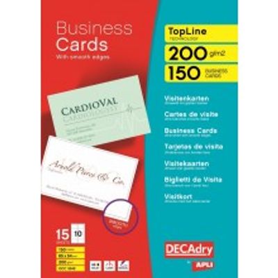 Apli DECAdry - Papier pour 150 cartes de visite 85 x 54 mm - 200 g/m² - 15 feuilles