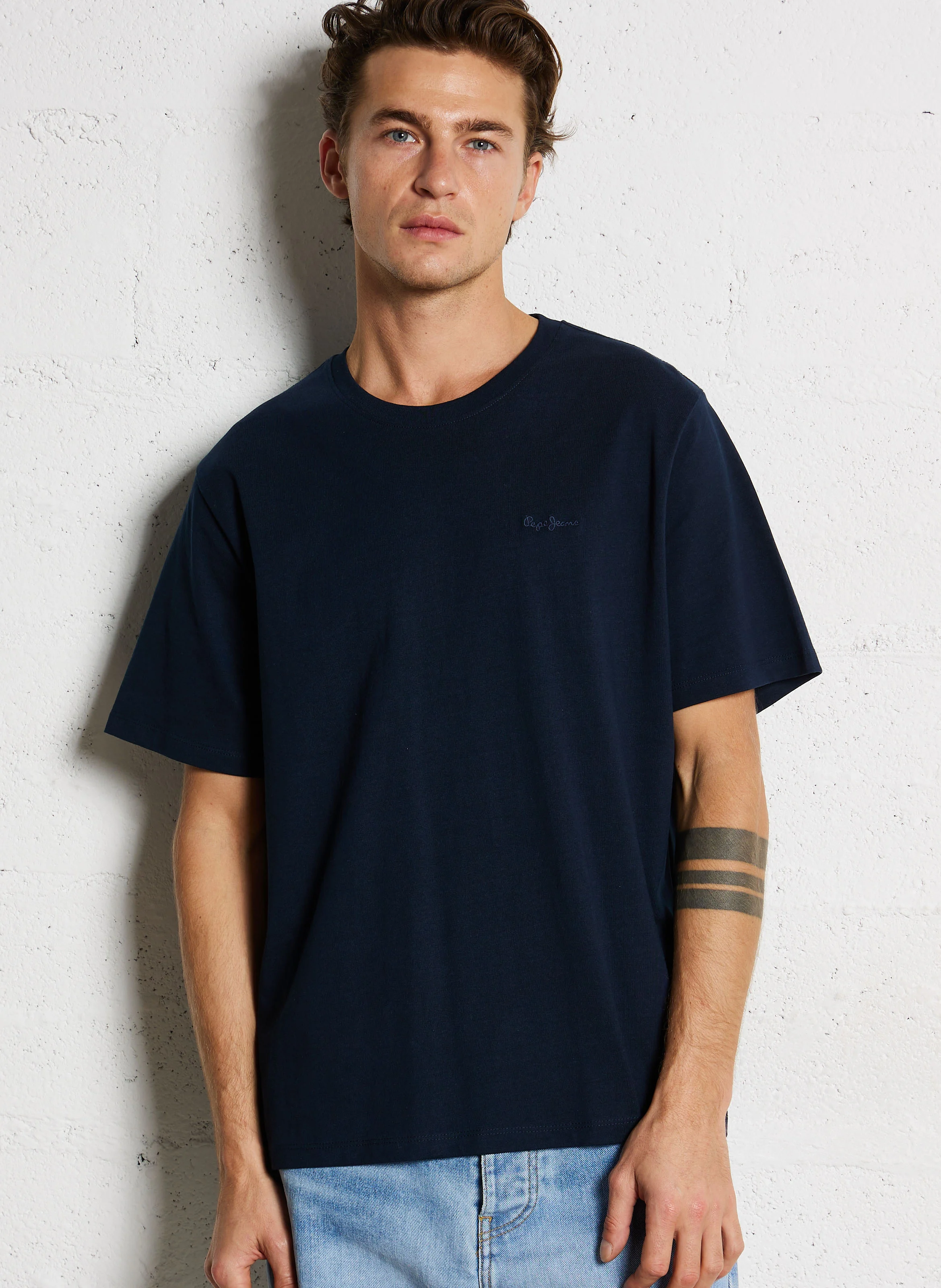 CONNOR - Tee-shirt col rond en coton | Bleu