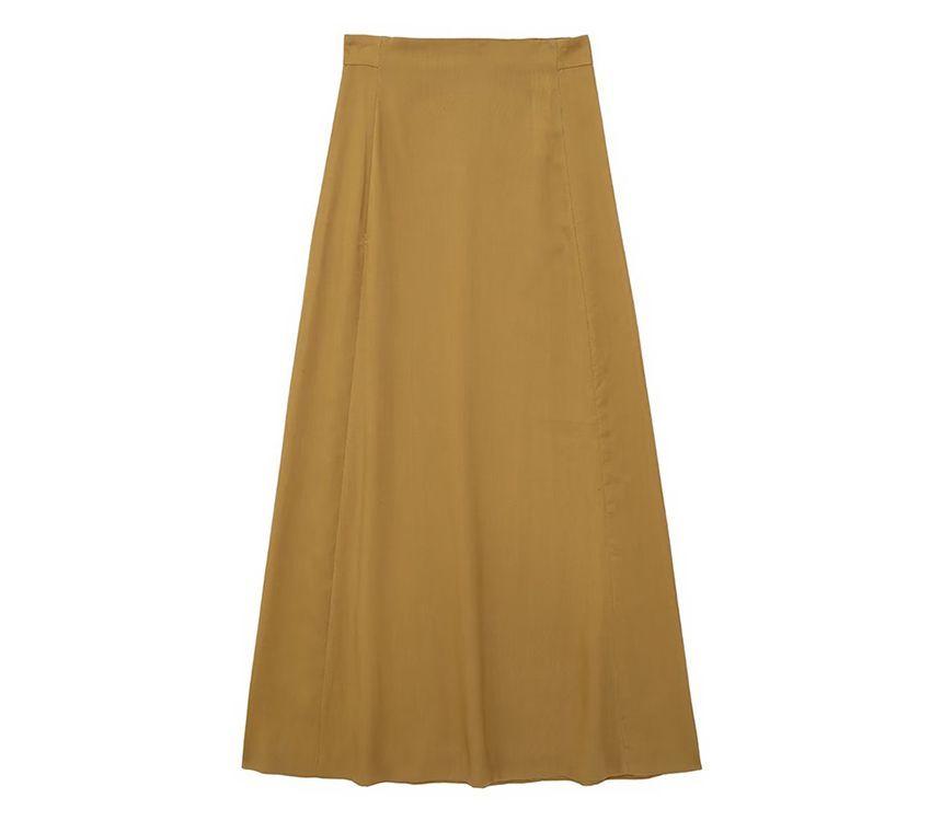 SugaYuja - V-hals effen knoopjesvest / hoge taille midi A-lijn rok / set