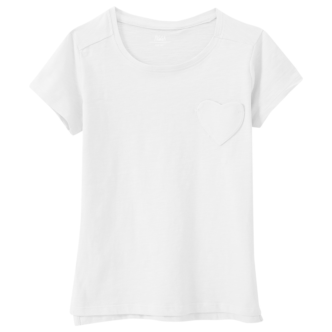 Yigga Mädchen T-Shirt mit Herz-Tasche weiss