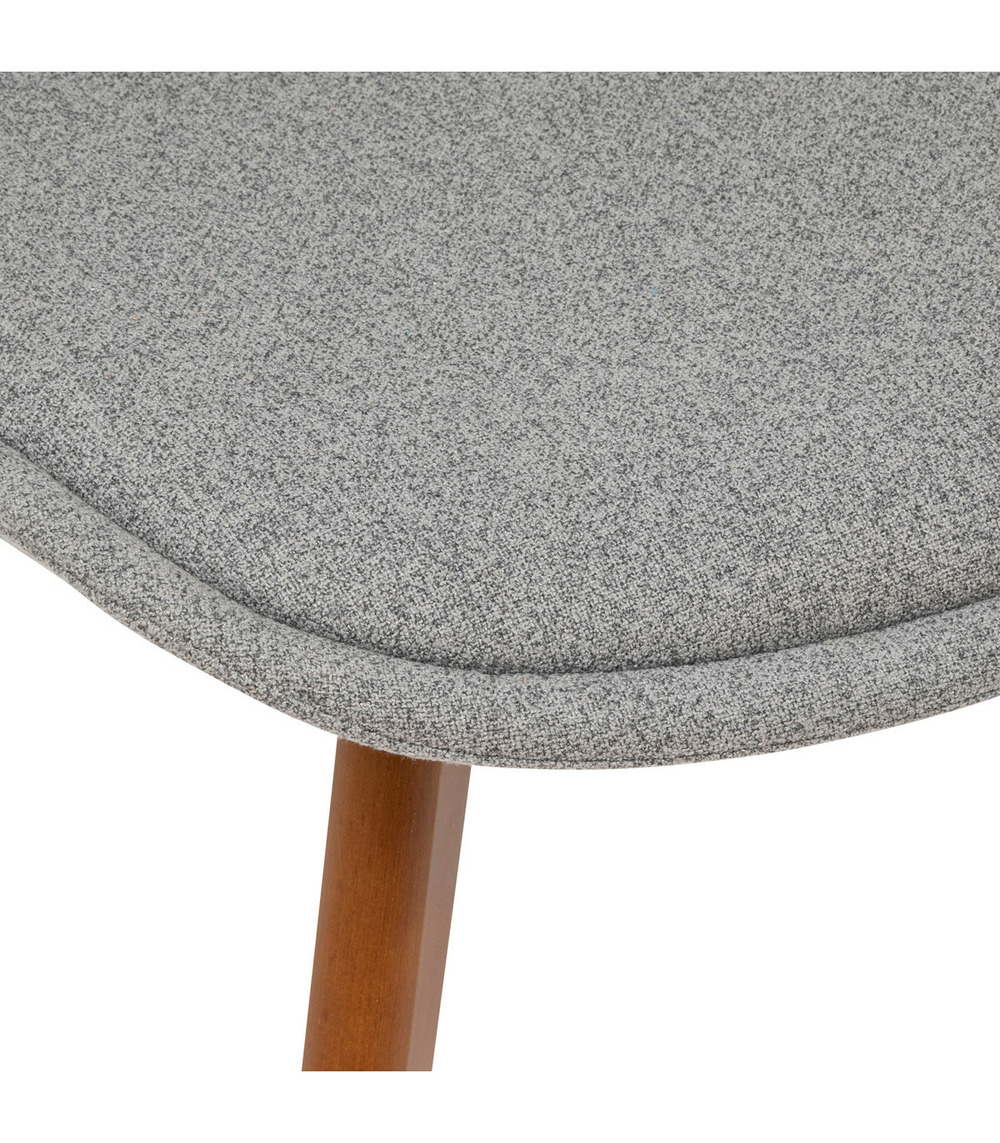 Chaise de table tissu chiné gris et pieds en bois foncé