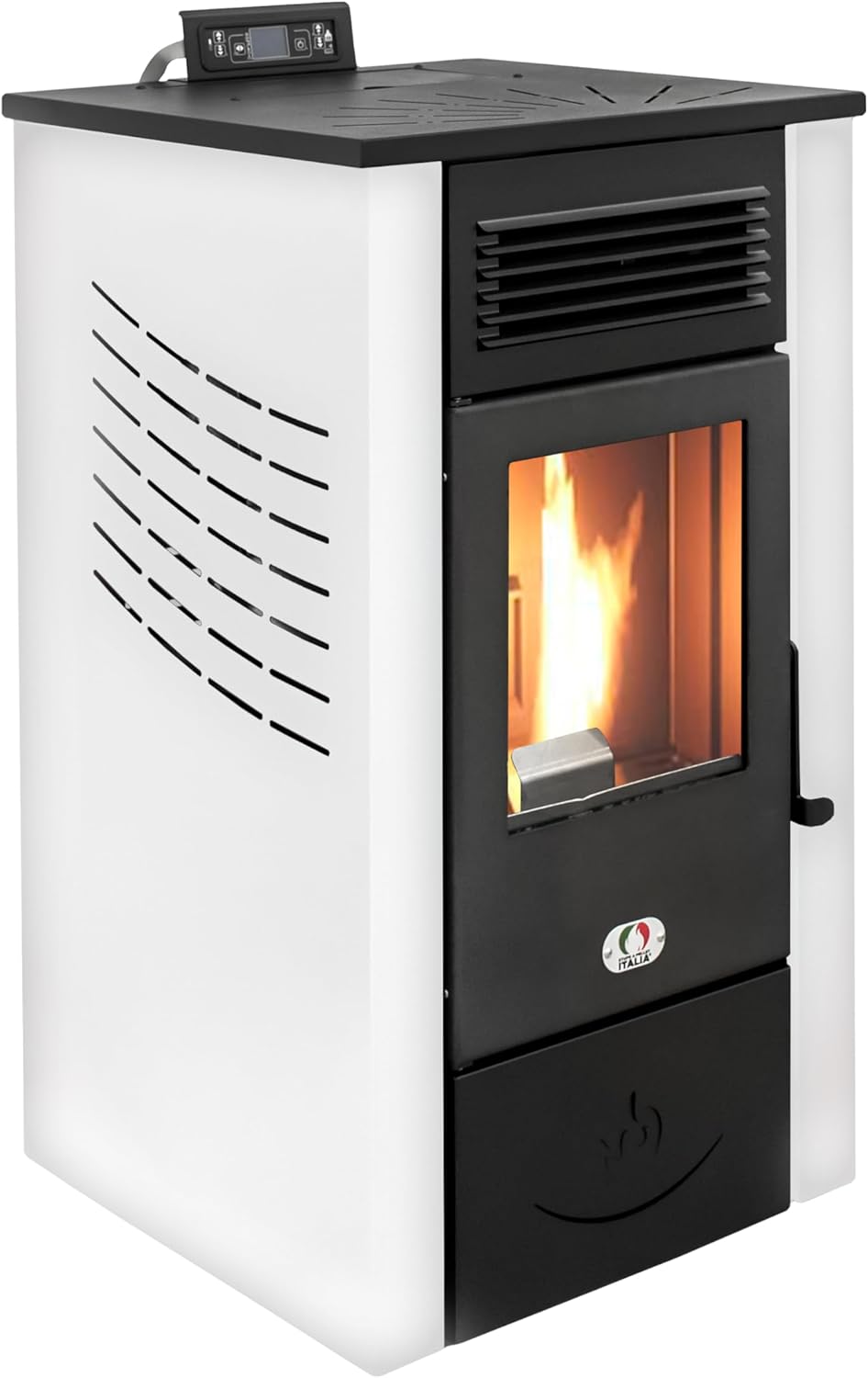 STUFE A PELLET ITALIA Canada 12 KW Kanalisiert 5 Sterne WiFi | Pelletöfen Effizienz 91% Heizt 120m² Autonomie 15 Std. 5-Sterne-Zertifiziert Programmierbar WiFi-Steuerung 5 Kräfte 24 M Garantie Weiß