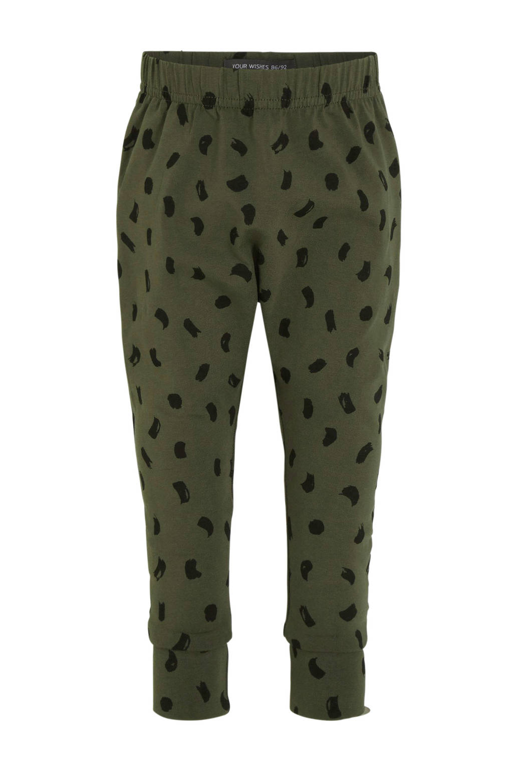 Your Wishes baby broek met all over print donkergroen/zwart