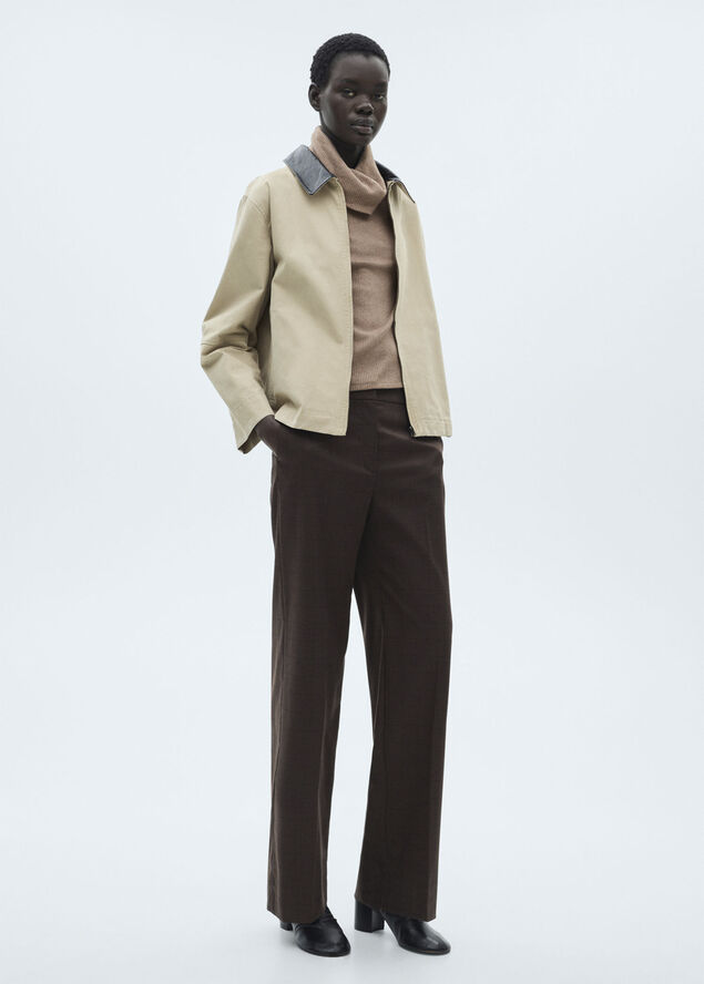 MANGO Ribbed turtleneck t-shirt Brown