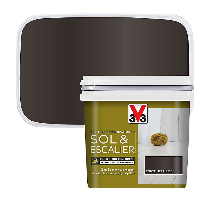 Peinture de rénovation sol et escalier V33 fonte métallisé 0,75L