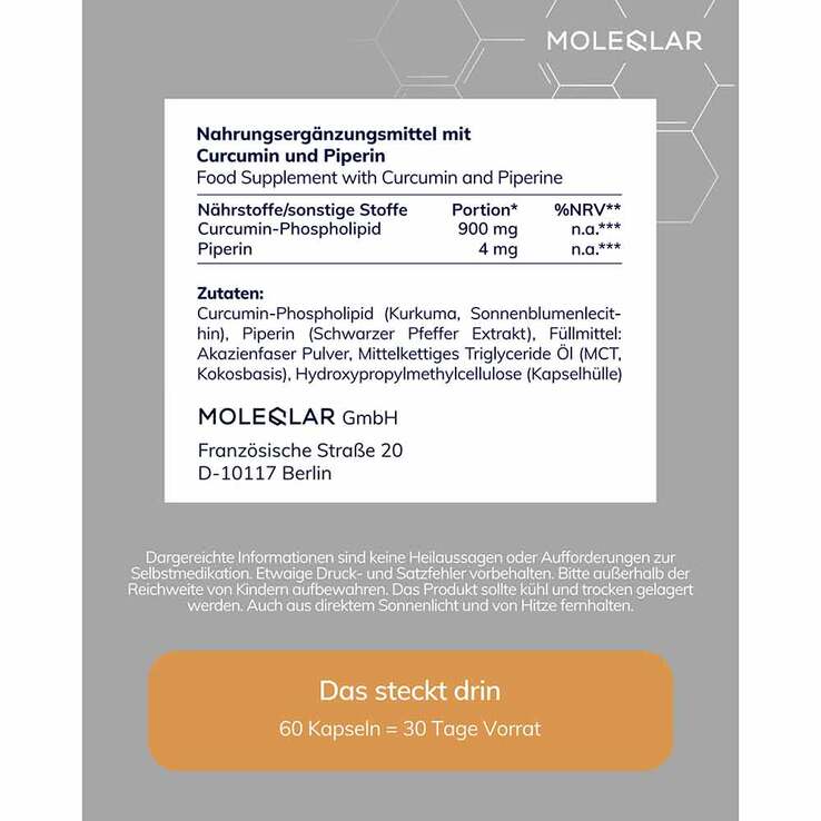 Moleqlar Curcusome Curcurmin Complex Kapseln, 60 St