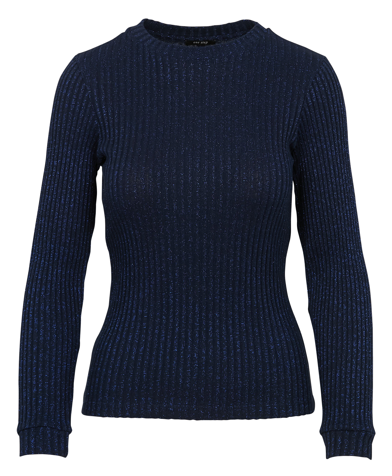 MALENE - Pull col rond en coton mélangé | Bleu
