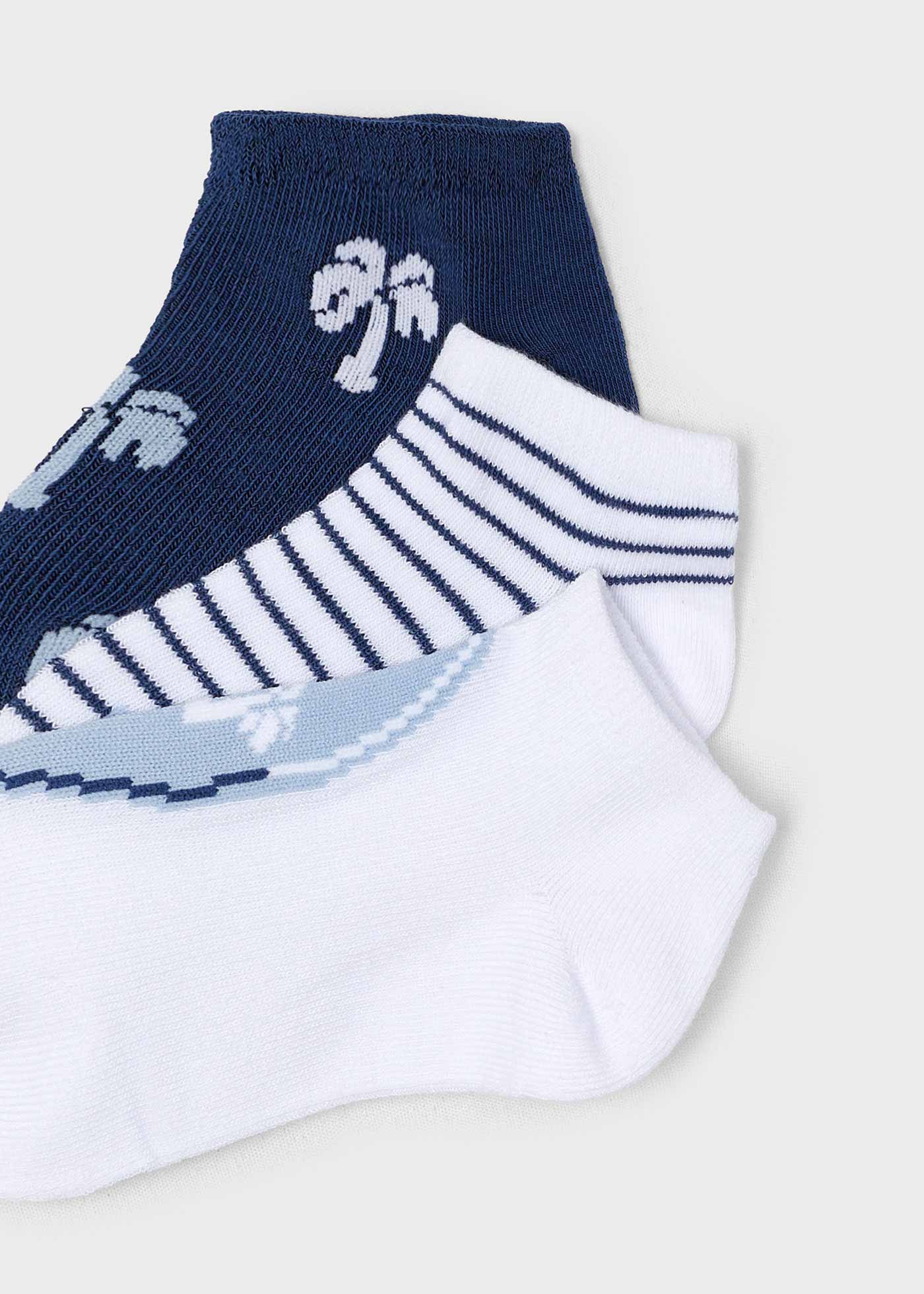 Conjunto de 3 meias curtas de algodão orgânico para meninos, estampa melancia.