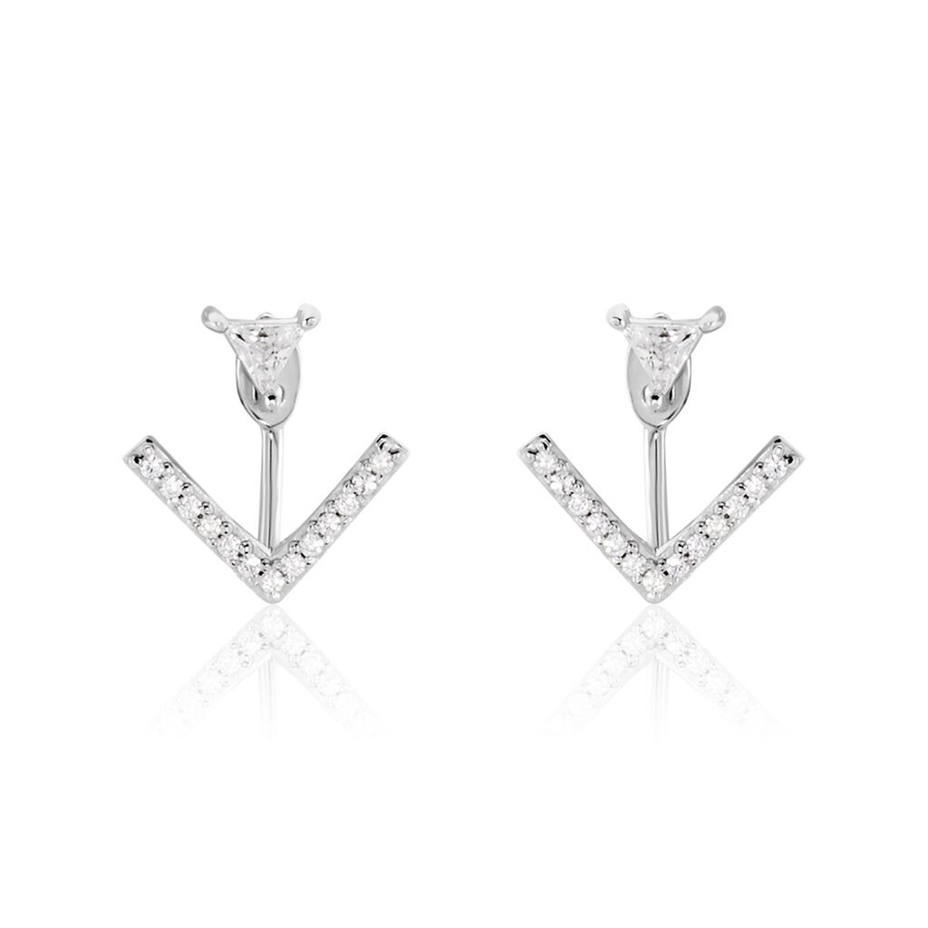 Boucles D'oreilles Puces Sabe Argent Blanc Oxyde