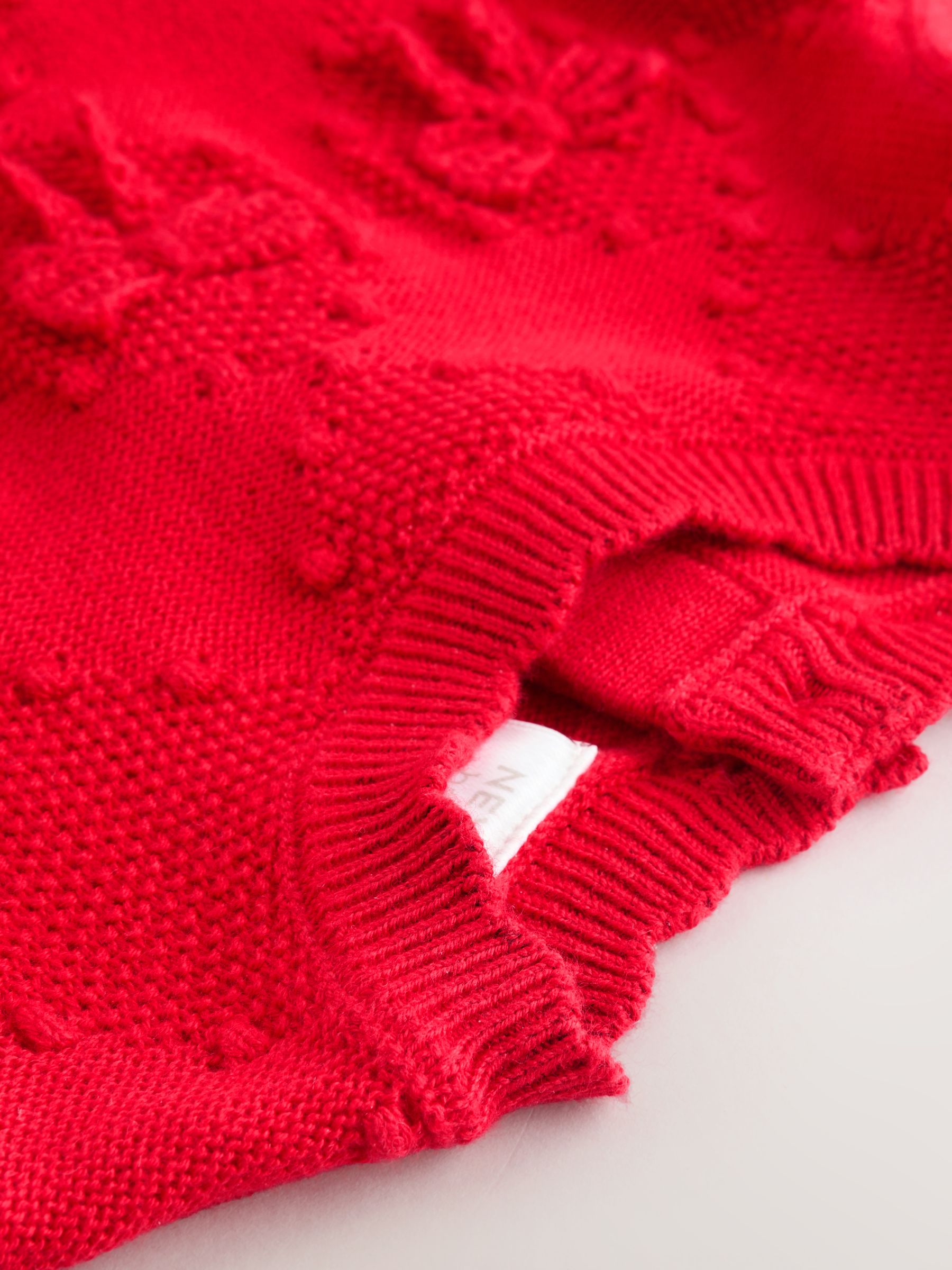 Rood - Twofer Gebreide Mesh Baby Jurk en Panty's 2 Pieces Set (0mths-2yrs)