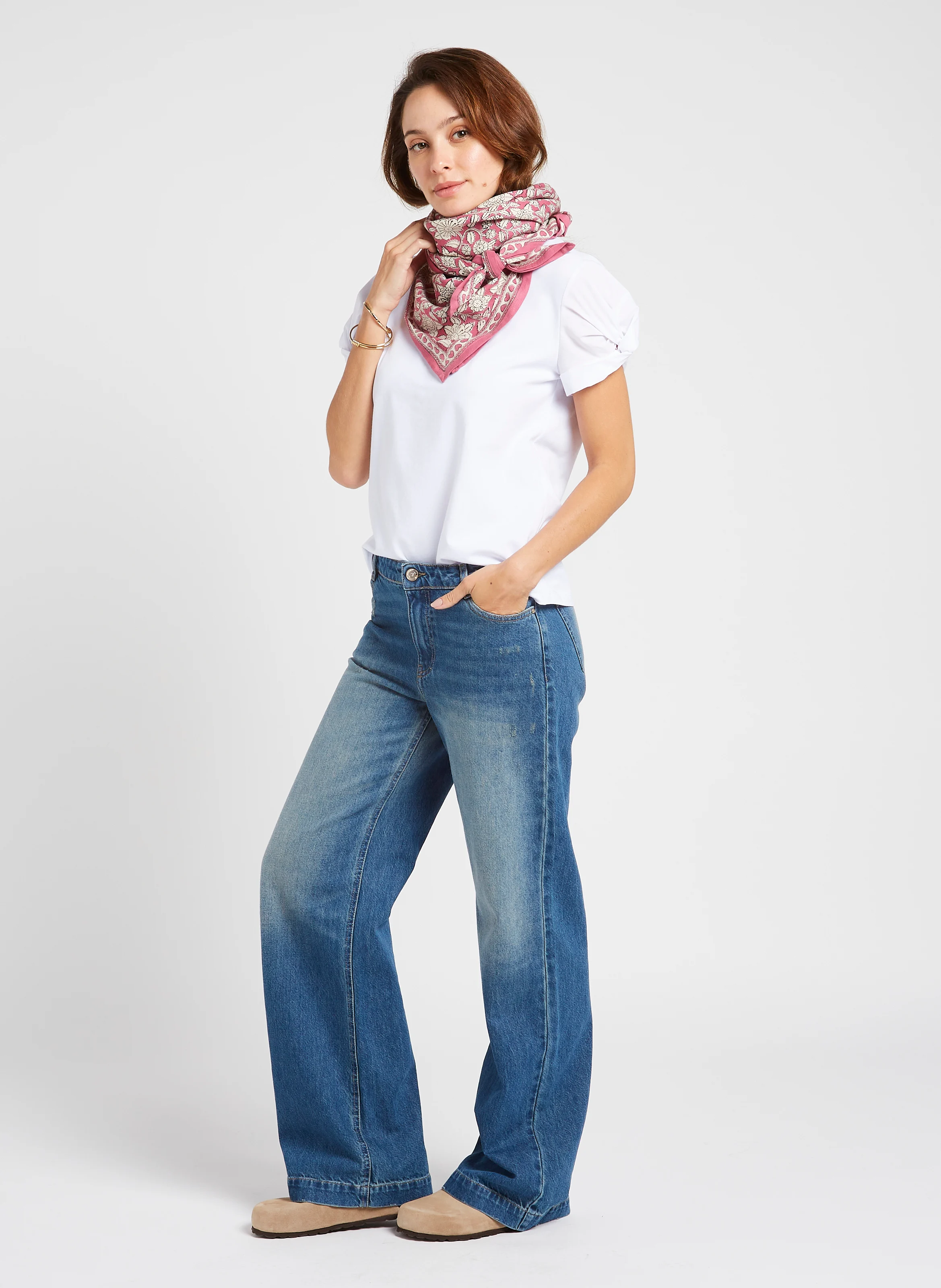 LATIKA - Foulard en coton imprimé | Rose