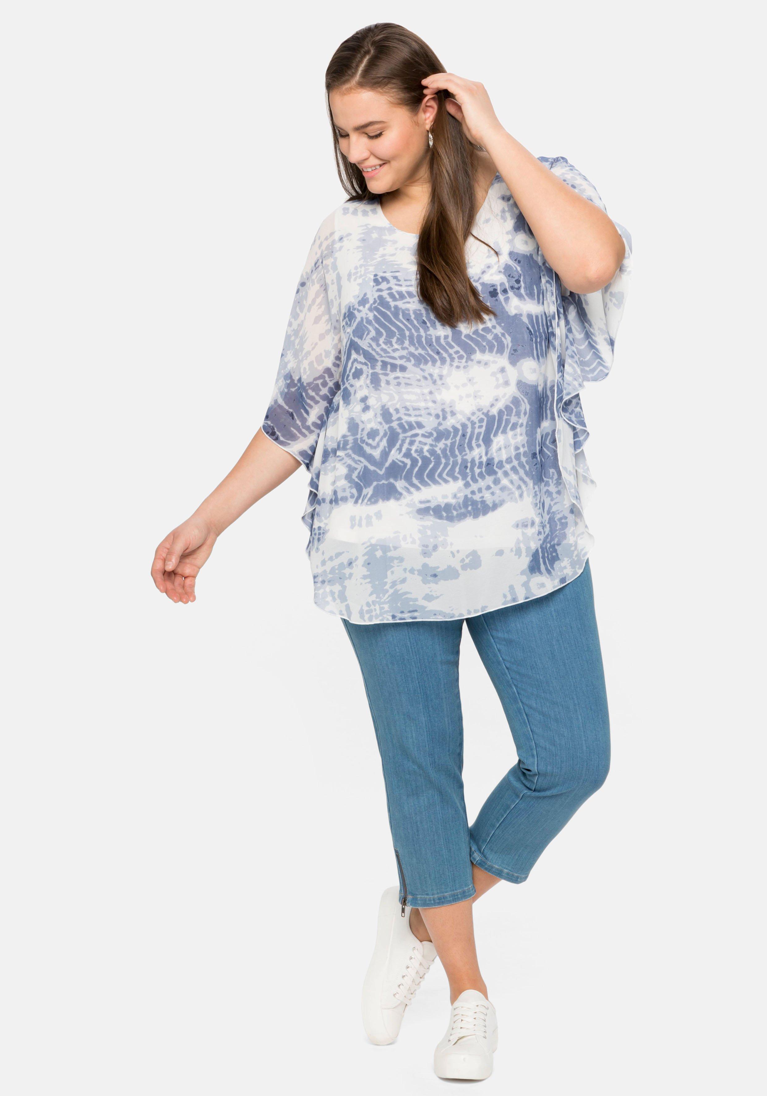 Longtunika mit Batikprint und Fledermausärmeln