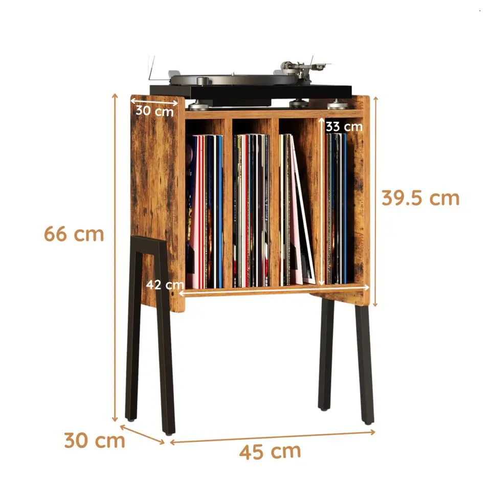 LP Opbergsysteem - Platenrek - LP Houder - Vinyl Houder - MDF - Bruin Vintage