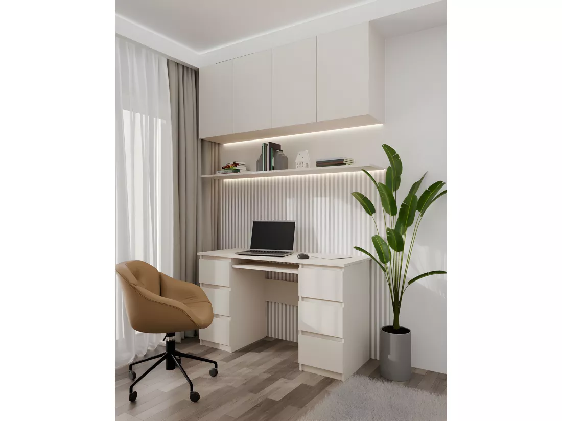 BARI | Bureau informatique | Bureau d'ordinateur | Travail Gaming Office | 6 Tiroirs | Support clavier coulissant | Meuble bureau