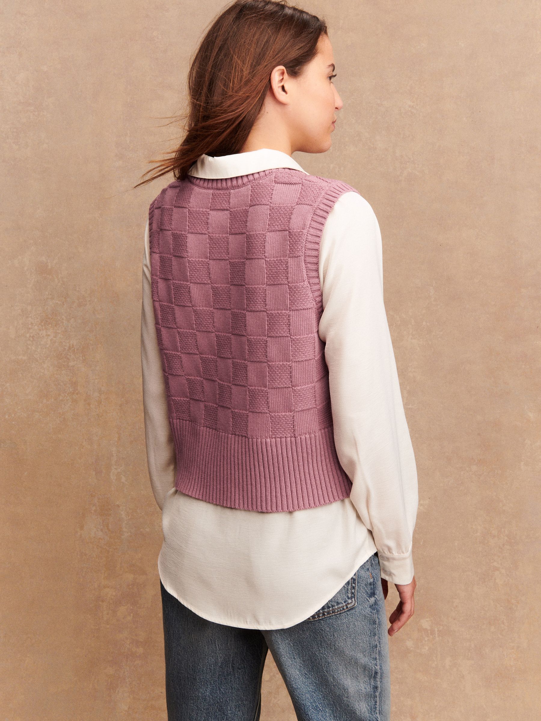 Lichtroze - Knitted Tank Shirt Layer With Button Detail