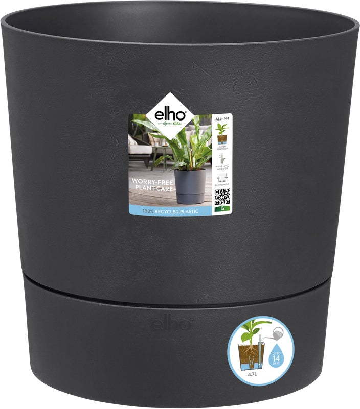 Elho bloempot Greensense Aqua Care antraciet D 34,5 H 34,1 cm