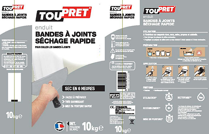 Enduit bande à joint Rapide en poudre Toupret 10kg