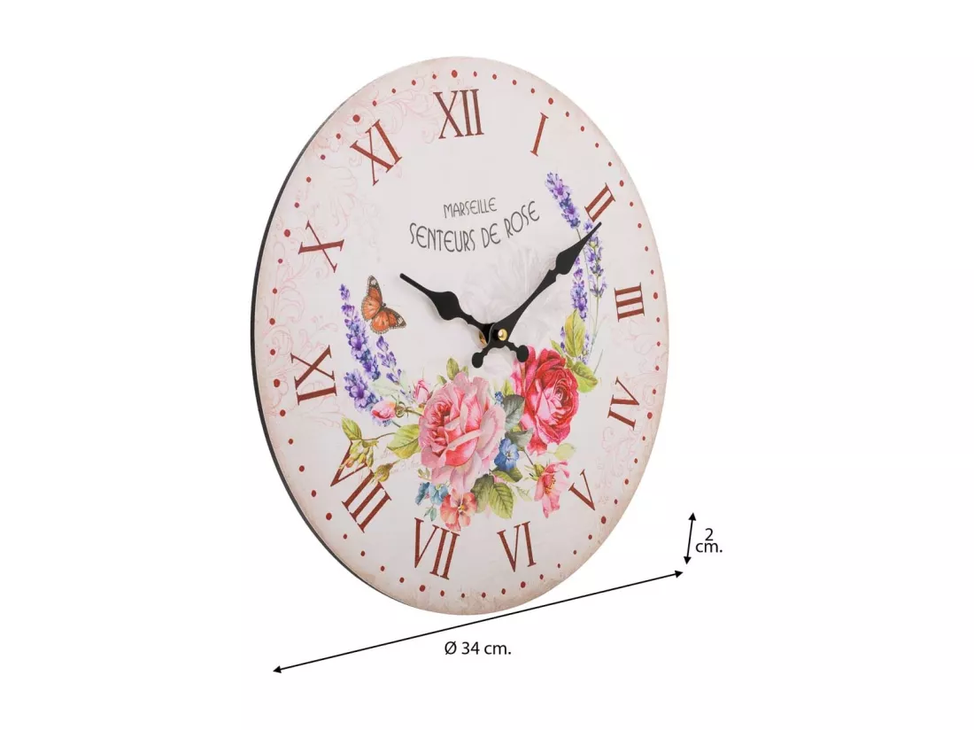 Horloge murale en bois blanc d34x2h