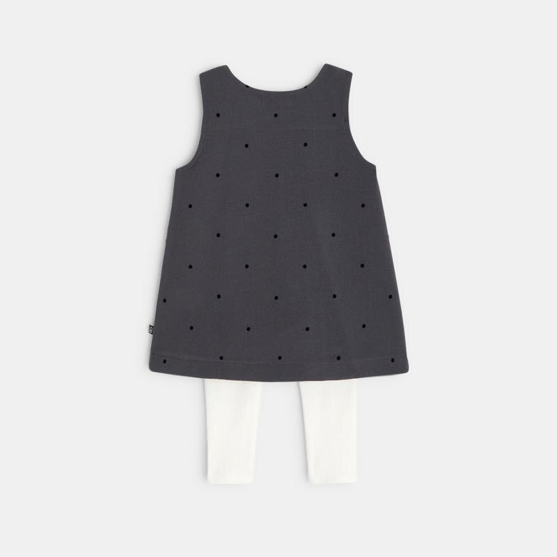 Robe à pans et legging grise bébé fille Gris ou noir