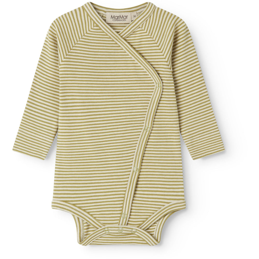 Køb MarMar Newborn Modal Fine Rib Olive Stripe Bellis Body