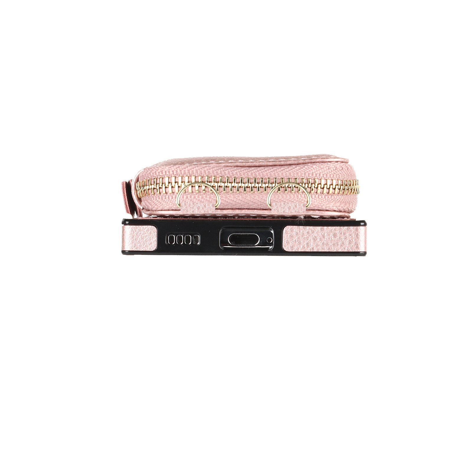 Samsung Galaxy S23 FE Necklace Leder Schutz Hülle mit Kartenfächer   Handykette (140cm) - Roségold