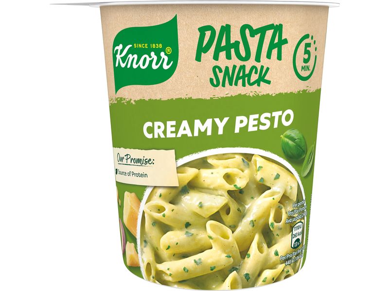 Knorr Fertiggericht Pasta Snack Creamy Pesto 68 g Fertiggericht mit Teigwaren in grüner Pesto-Sauce