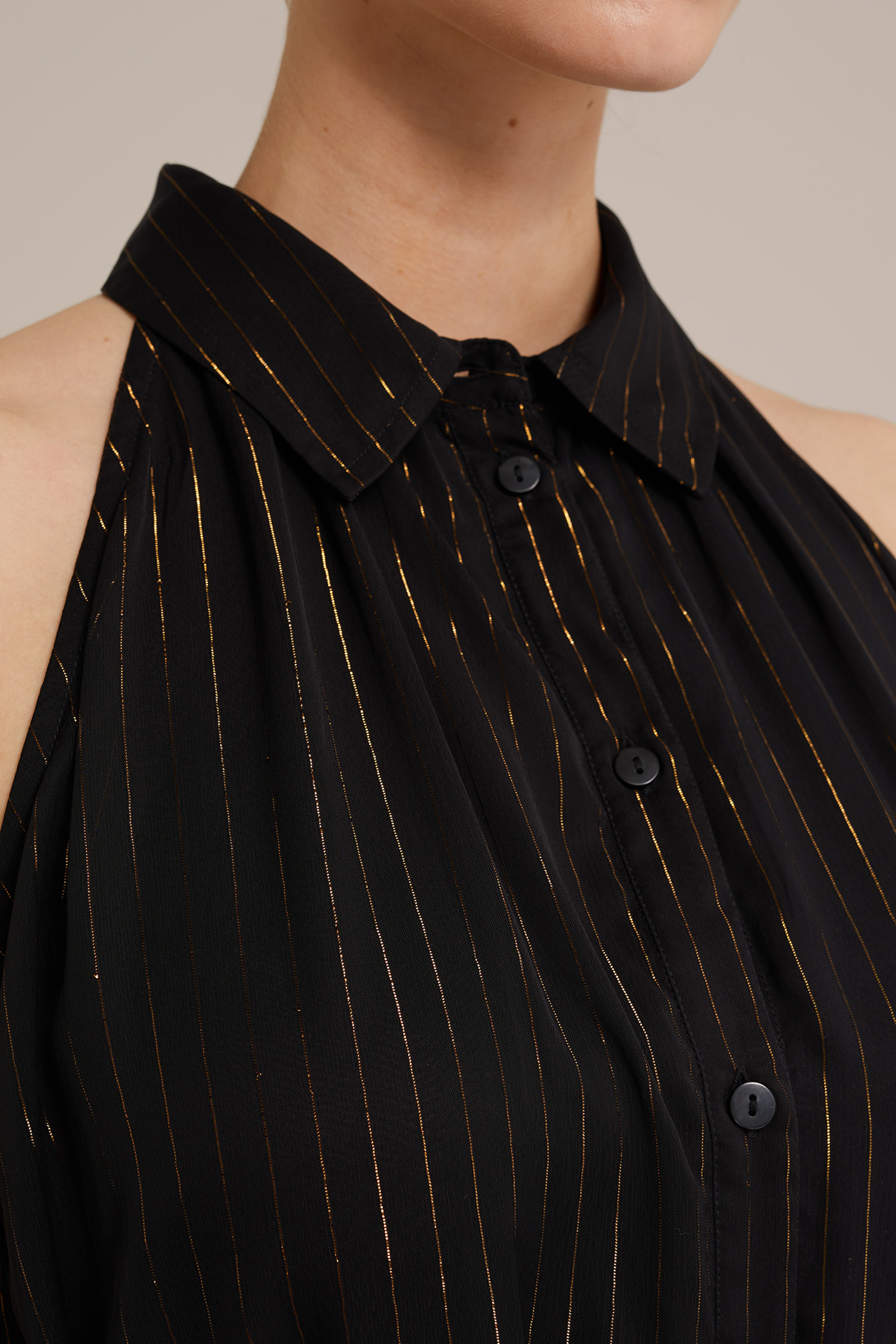 maxi-jurk met glittergaren WE Fashion Zwart