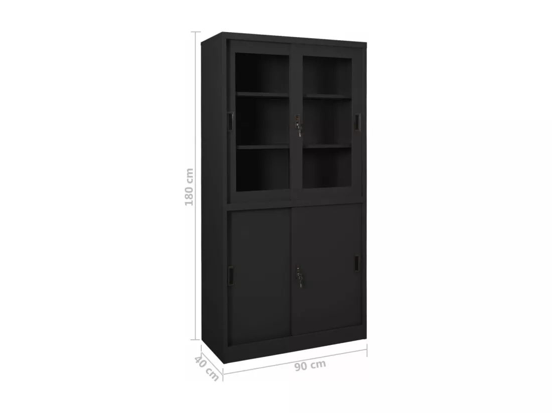 Armoire de bureau et porte coulissante Anthracite 90x40x180 cm