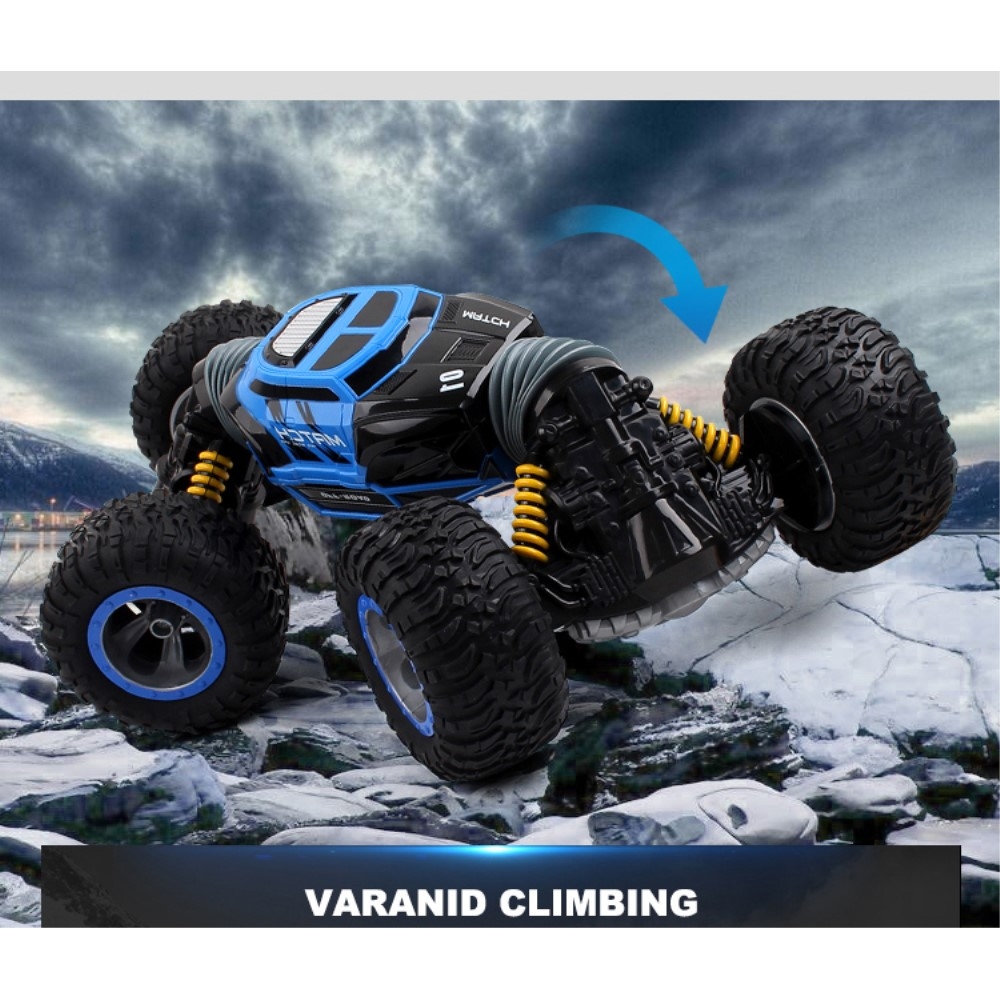 Ferngesteuerter 2.4GHz Doppelseitiger Flip RC Auto Monstertruck Off-Road Buggy 360° Drehung (1:10 Skala) - Blau