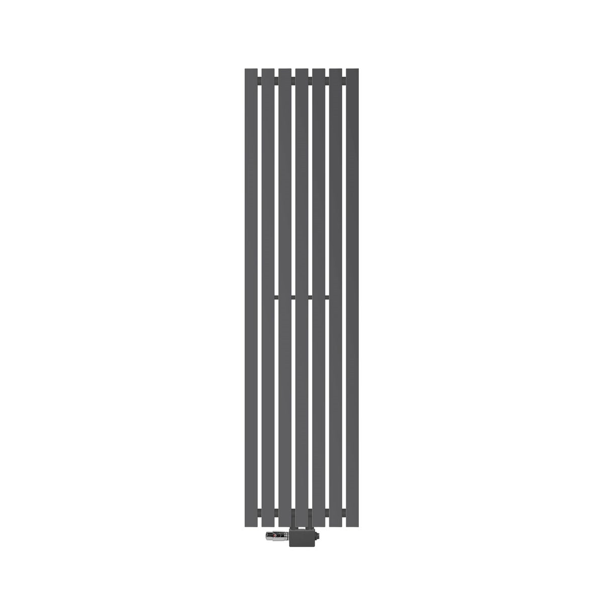 ECD Germany Design Stella paneelradiator, middenaansluiting, 370x1400 mm, antraciet, met aansluitset en thermostaat, universeel, hoek- en doorloopmodel, vlak, enkellaags, verticaal, badkamerradiator