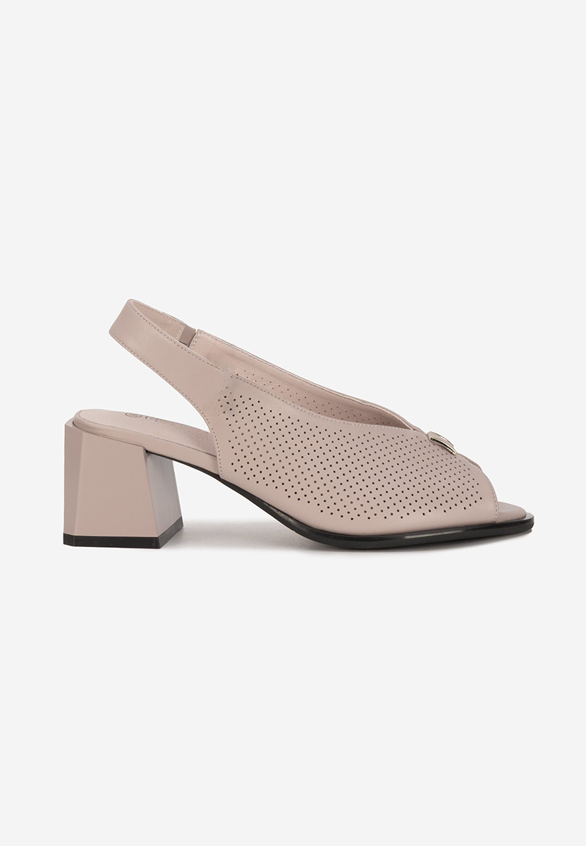 Sandales à talon épais beige Heliena