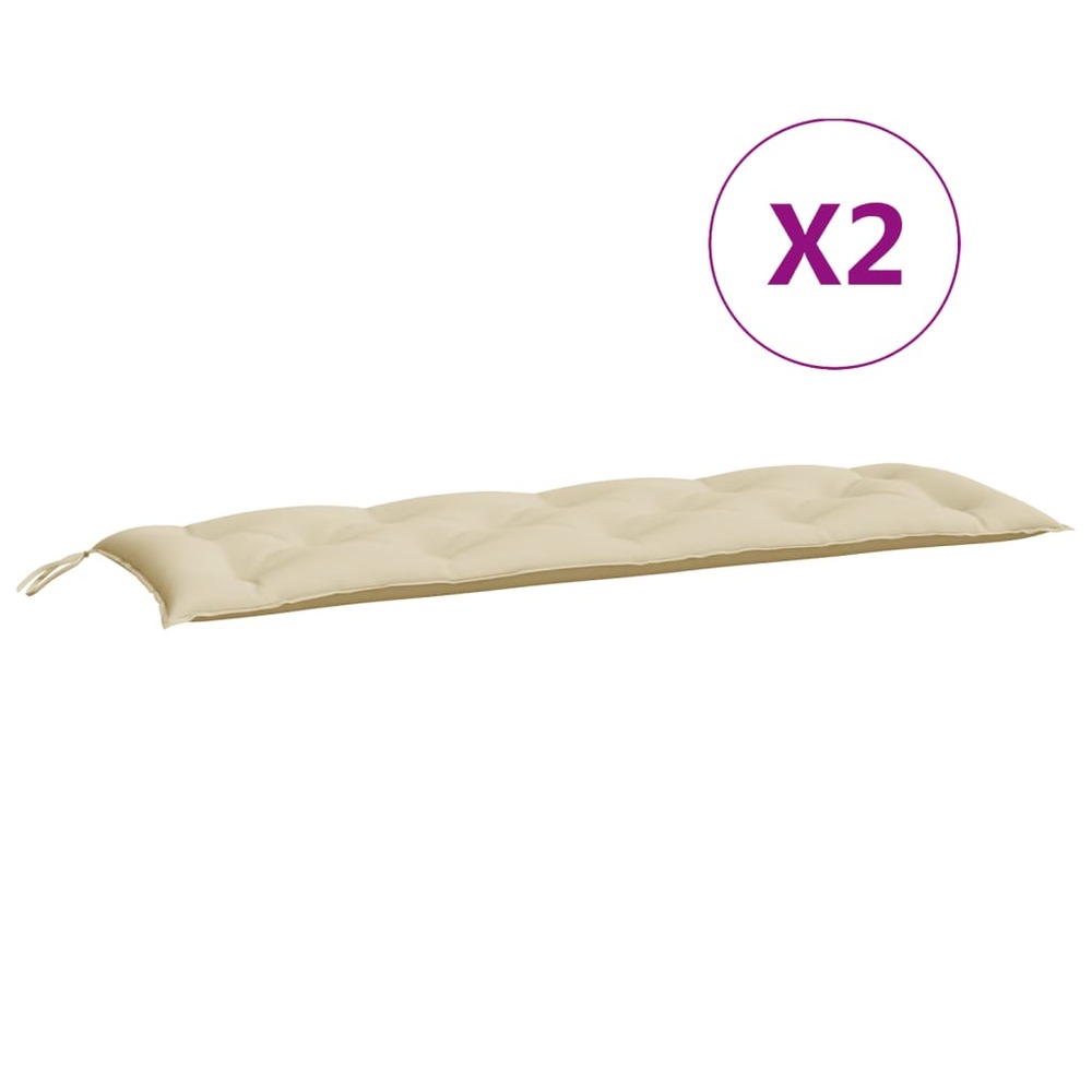 Coussins de banc de jardin 2 pcs beige 150x50x7 cm tissu oxford