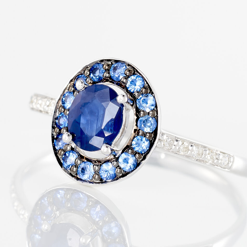 Bague Leona Or Blanc Saphir Diamant
