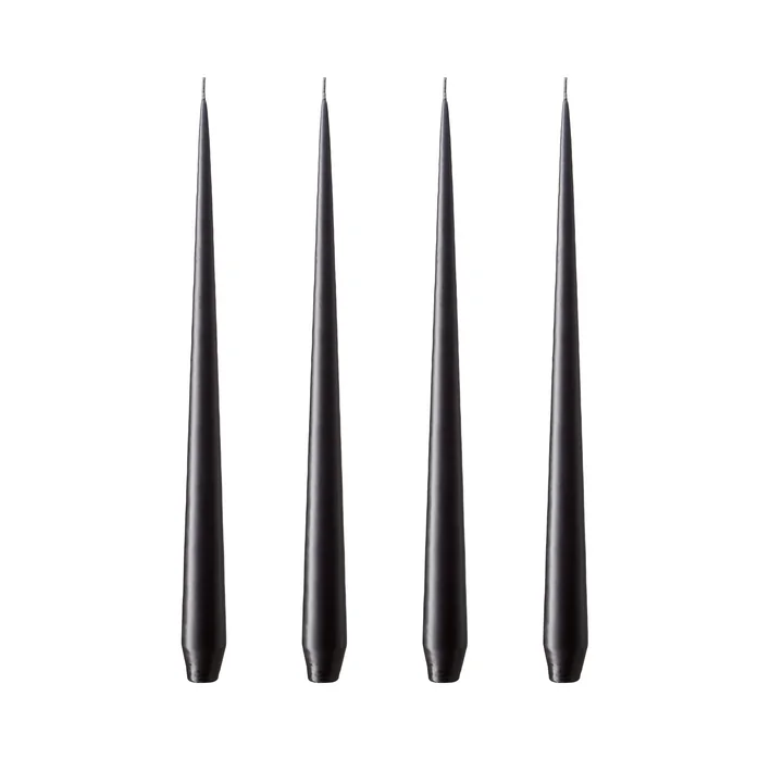 ester & erik - Spitzkerze, 24 cm, No. 75, raw black / matt (4er-Set)