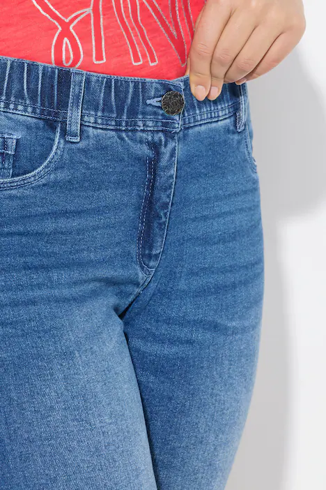 Jeans Sarah, Fransensaum, schmales Bein, knöchellang, dark blue denim