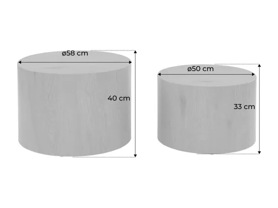 Lot de 2 tables basses PAROS rondes effet marbre noir. tables gigognes Ø58 x H 40cm / Ø50 x H 33cm