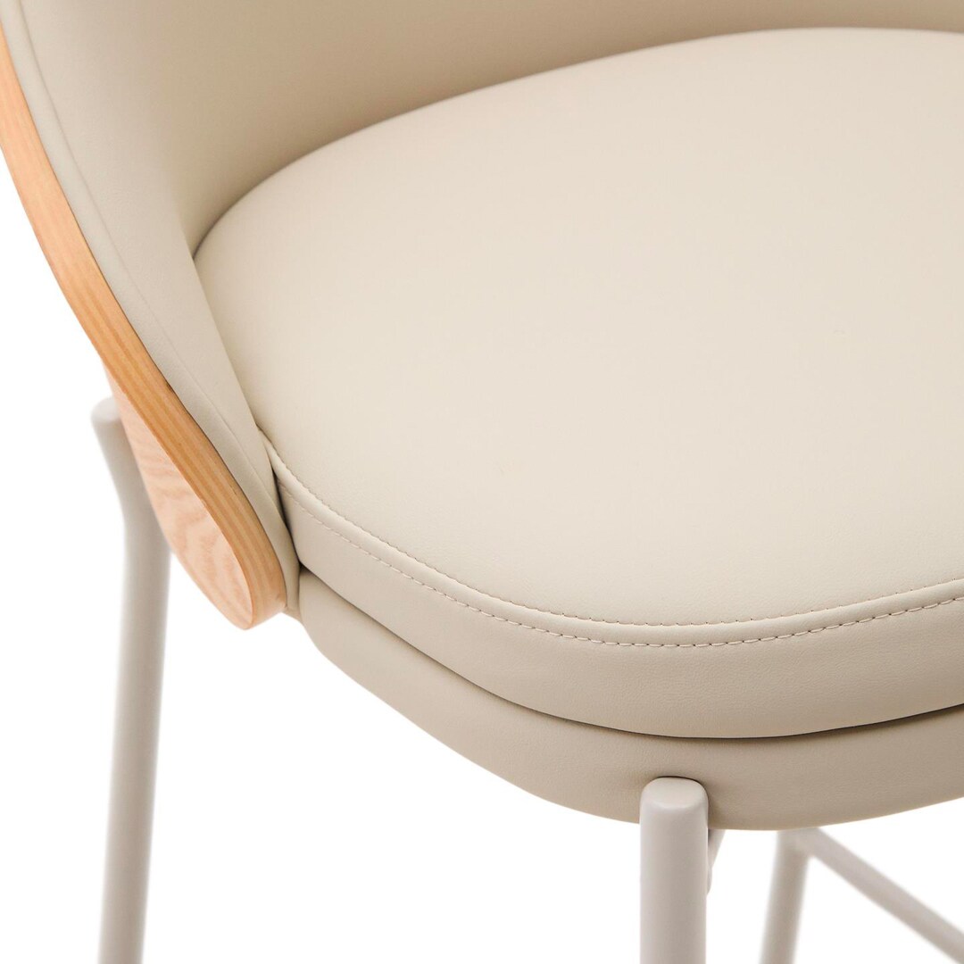 Kave Home Barhocker EAMY Kunstleder beige/natur/weiß