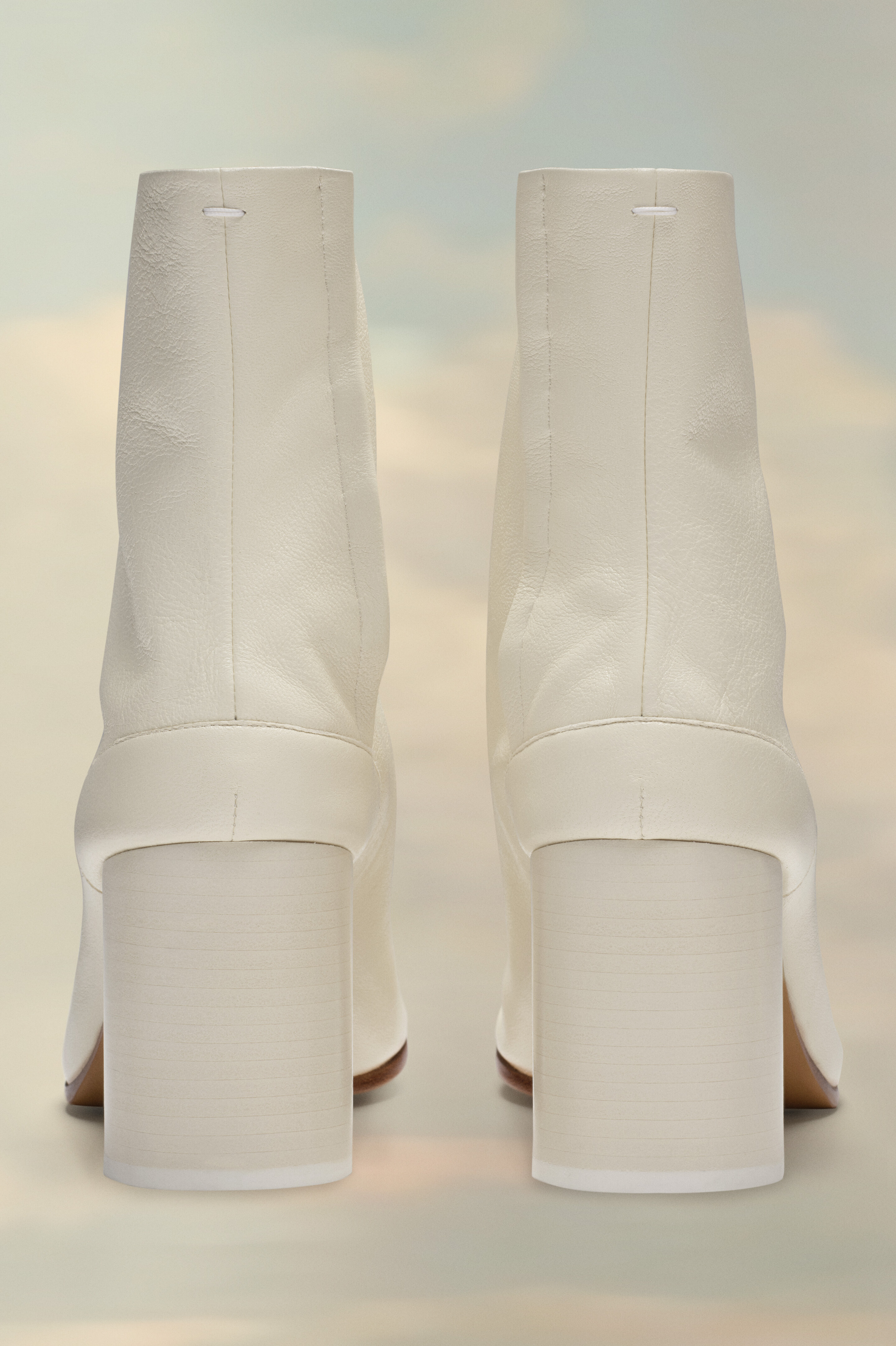 Tabi Bottines en Cuir Blanc Blanc