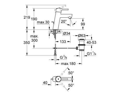 GROHE CONCETTO wastafelmengkraan, chroom 23450001