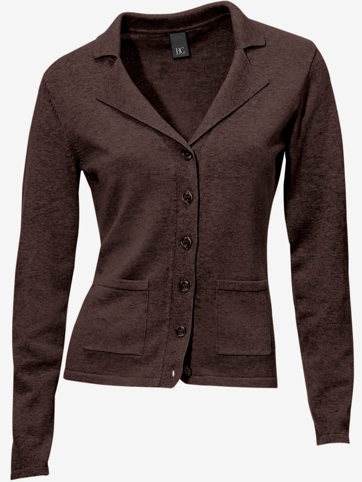 Veste en tricot fin superbe basique avec poches plaquées