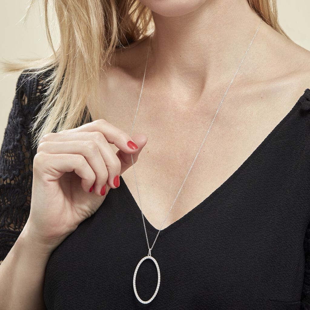 Collier Sautoir Argent Georgy Oxydes De Zirconium