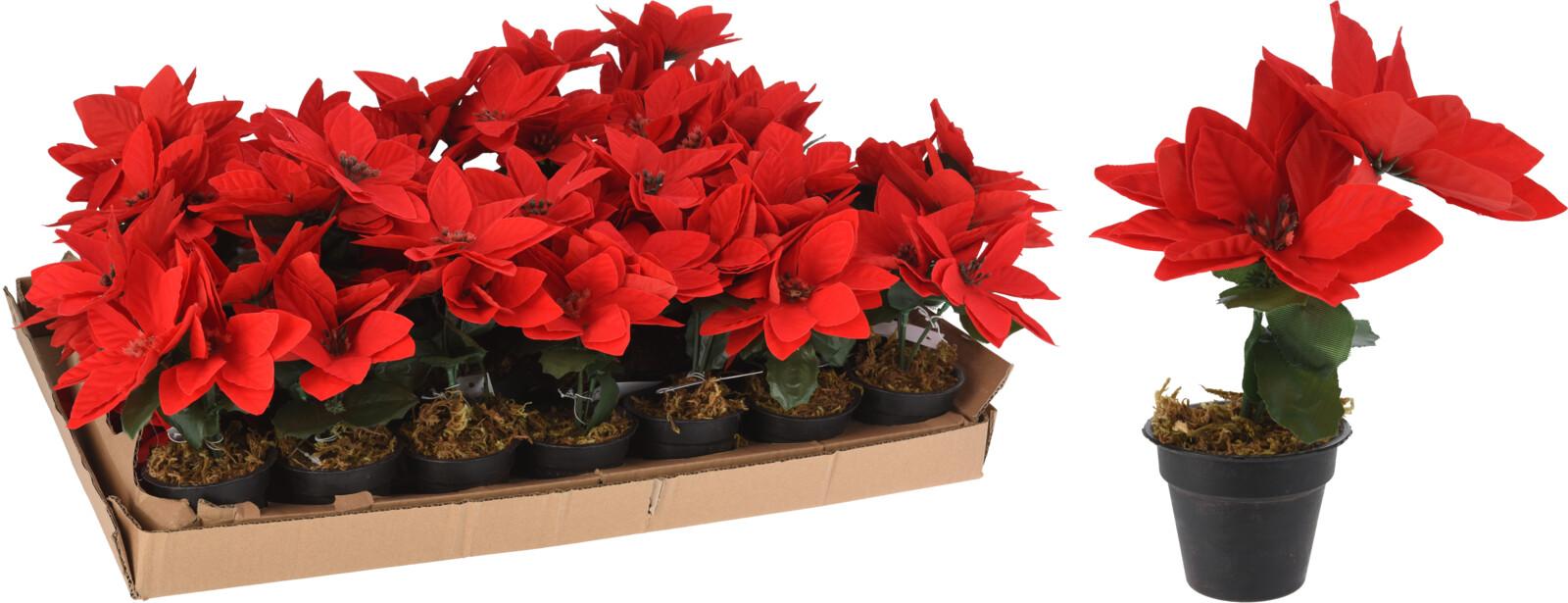 POINSETTIA ROUGE SYNTHETIQUE 17CM