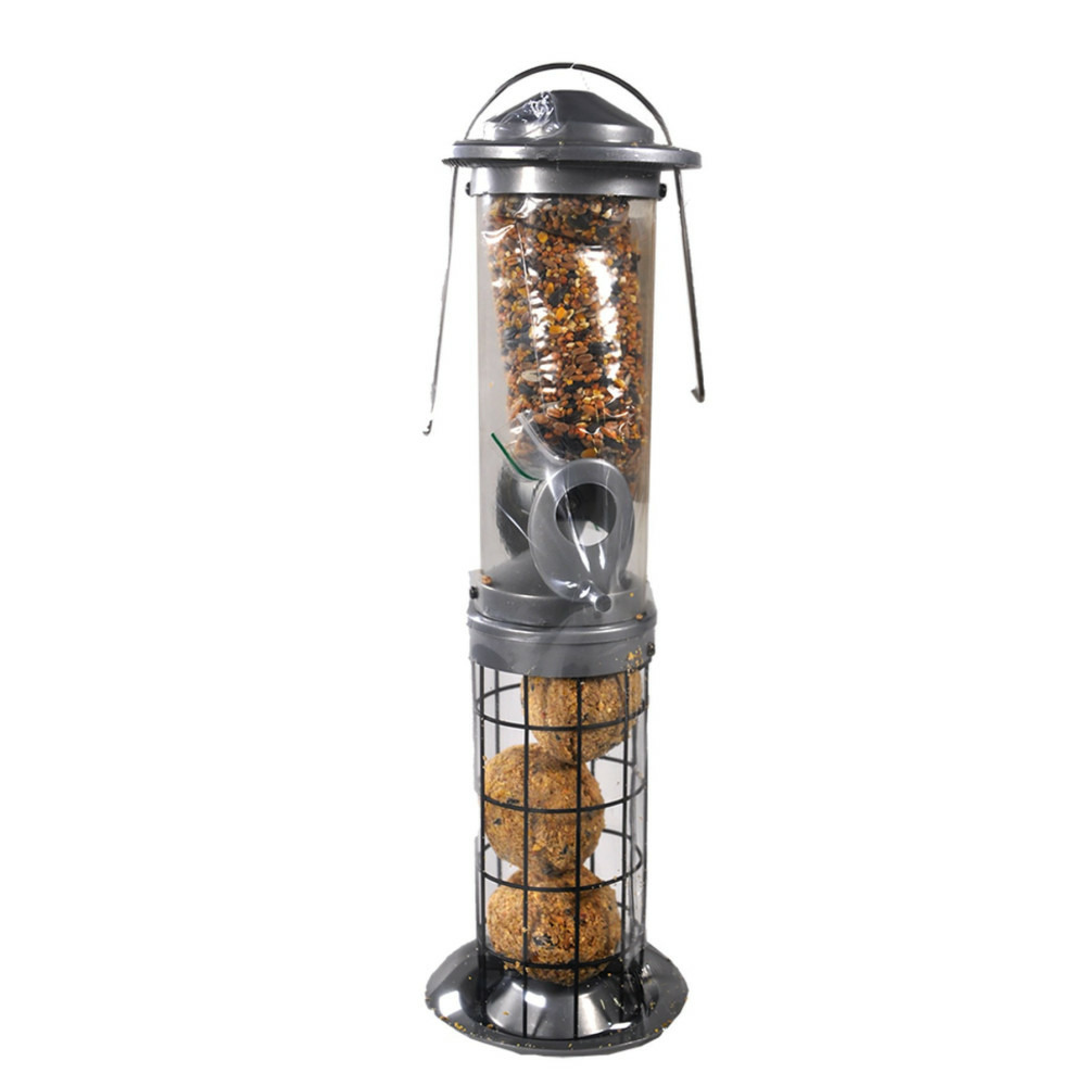 Mangeoire duo laos, boules mésange et graines , hauteur 38 cm pour oiseaux